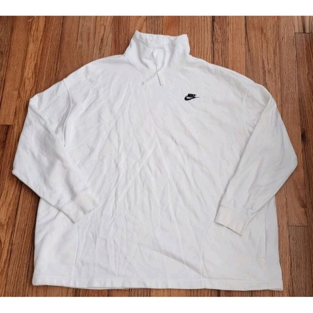 Nike White Club Fleece Oversized Mock Funnel Neck Sweatshirt FB8664-100 XL Relax